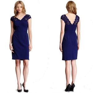 Adrianna Papell Navy Blue Lace Sleeveless Cocktail Dress Size 14